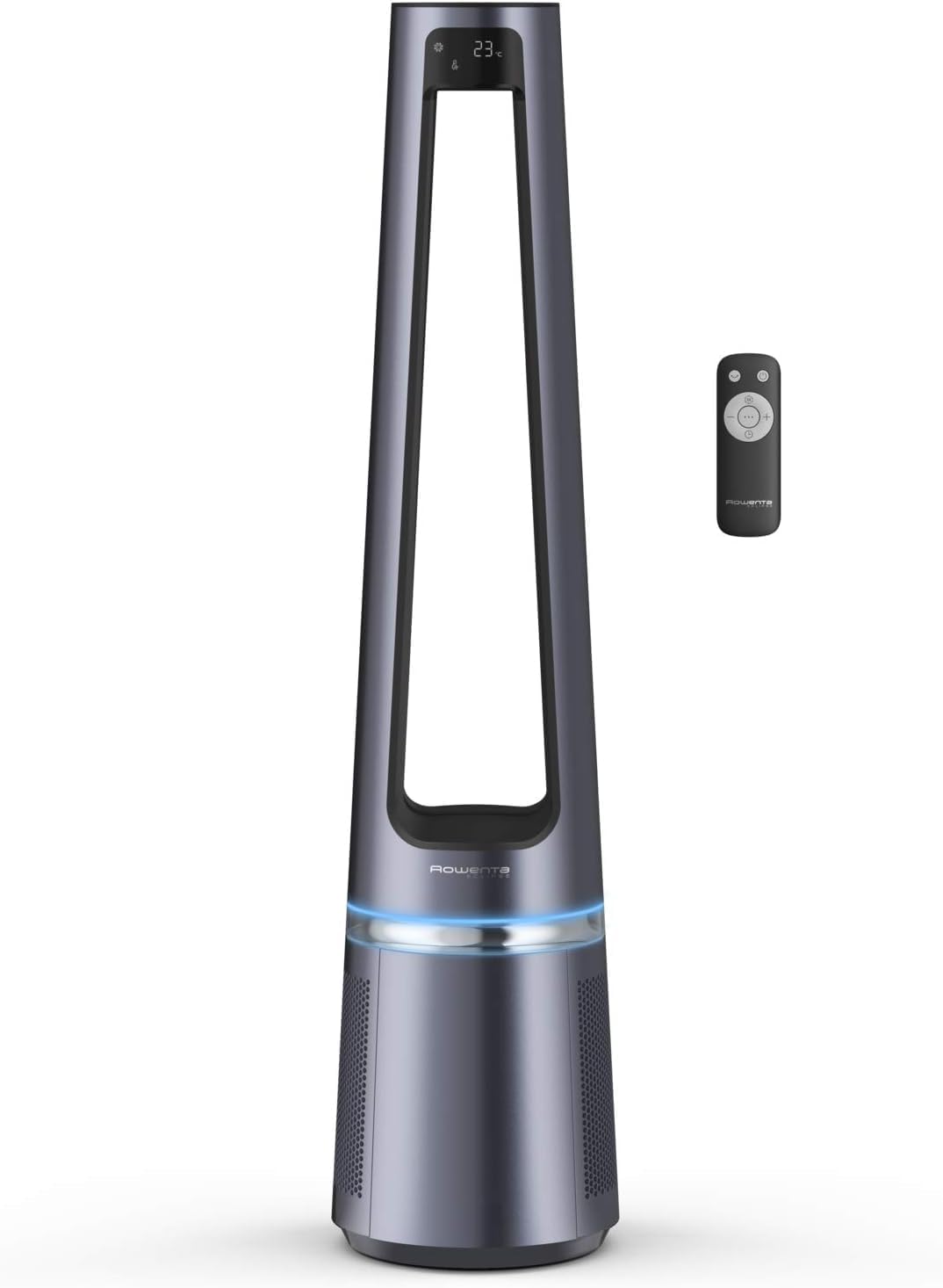 Rowenta QU5062 Eclipse 3in1 Luchtreiniger, ventilator, kachel, filtert 99,9% van de deeltjes, voor kamers tot 30 m2, snelle verwarming tot 35°C, automatische dag- en nachtmodus, zwart/grijs