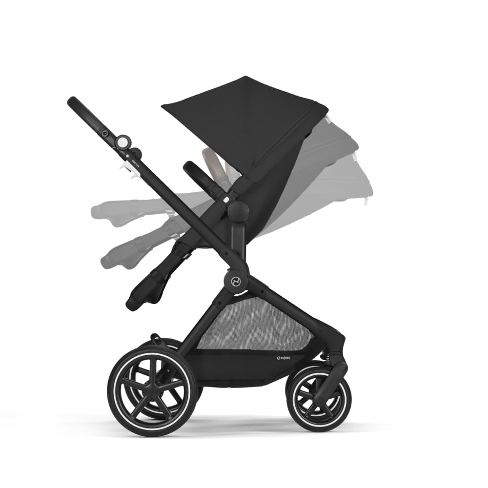 CYBEX Gold Kinderwagen EOS Lux 2-in-1 met Aton B2 i-Size autostoel en autostoeladapters, reissysteem, vanaf de geboorte tot 22 kg (ca. 4 jaar), Moon Black (Zwart)