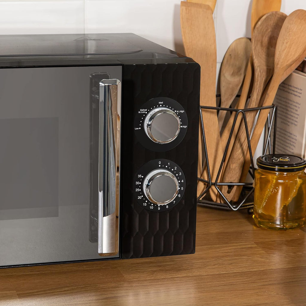 Russell Hobbs Honeycomb RHMM715G 17 liter 700 W grijs solo handmatige magnetron met 5 standen, geïntegreerde timer en ontdooifunctie