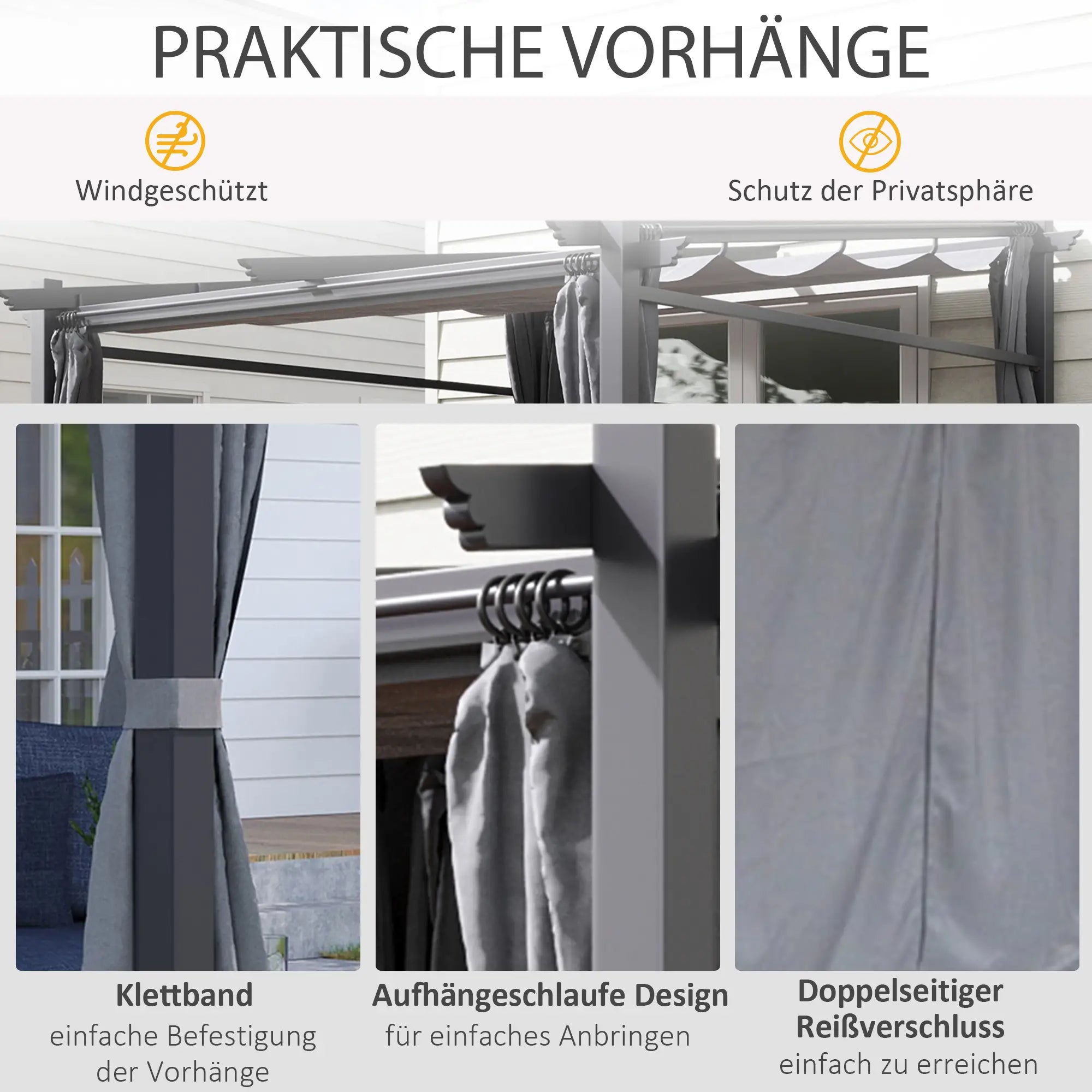 Outsunny Pergola met uitschuifbaar dak en kabelsysteem