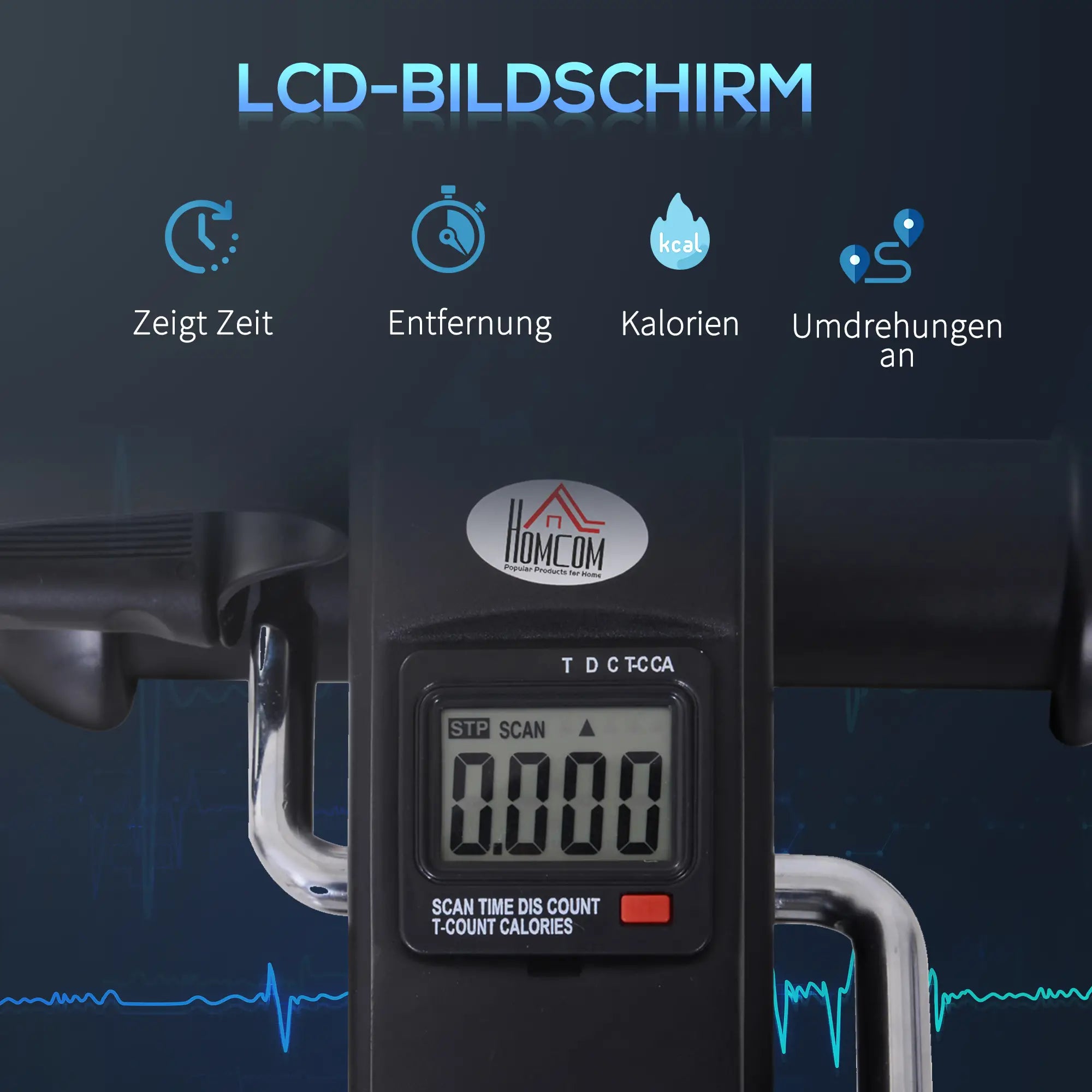 HOMCOM Mini Biketrainer met LCD-display, verstelbare weerstand