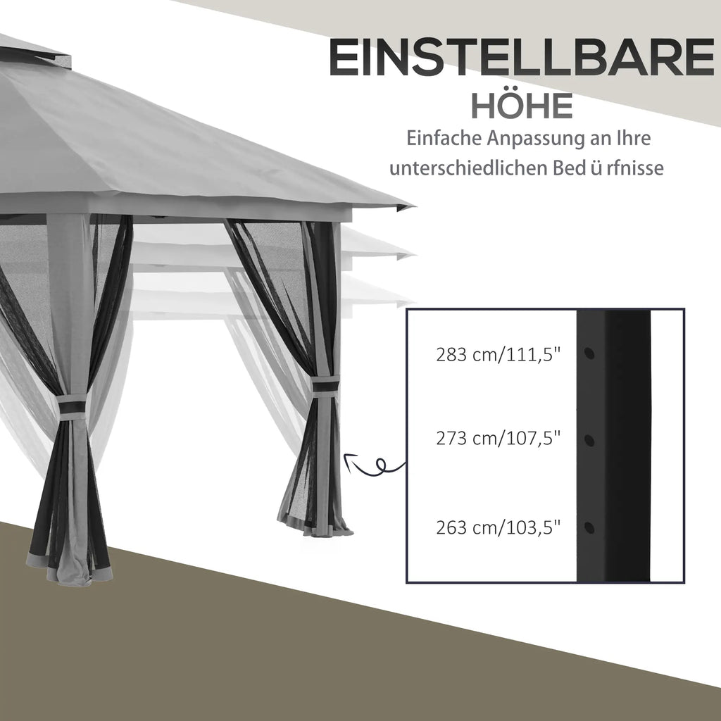 Outsunny Opvouwbare Partytent in hoogte verstelbaar UV50+ met Wieltjes
