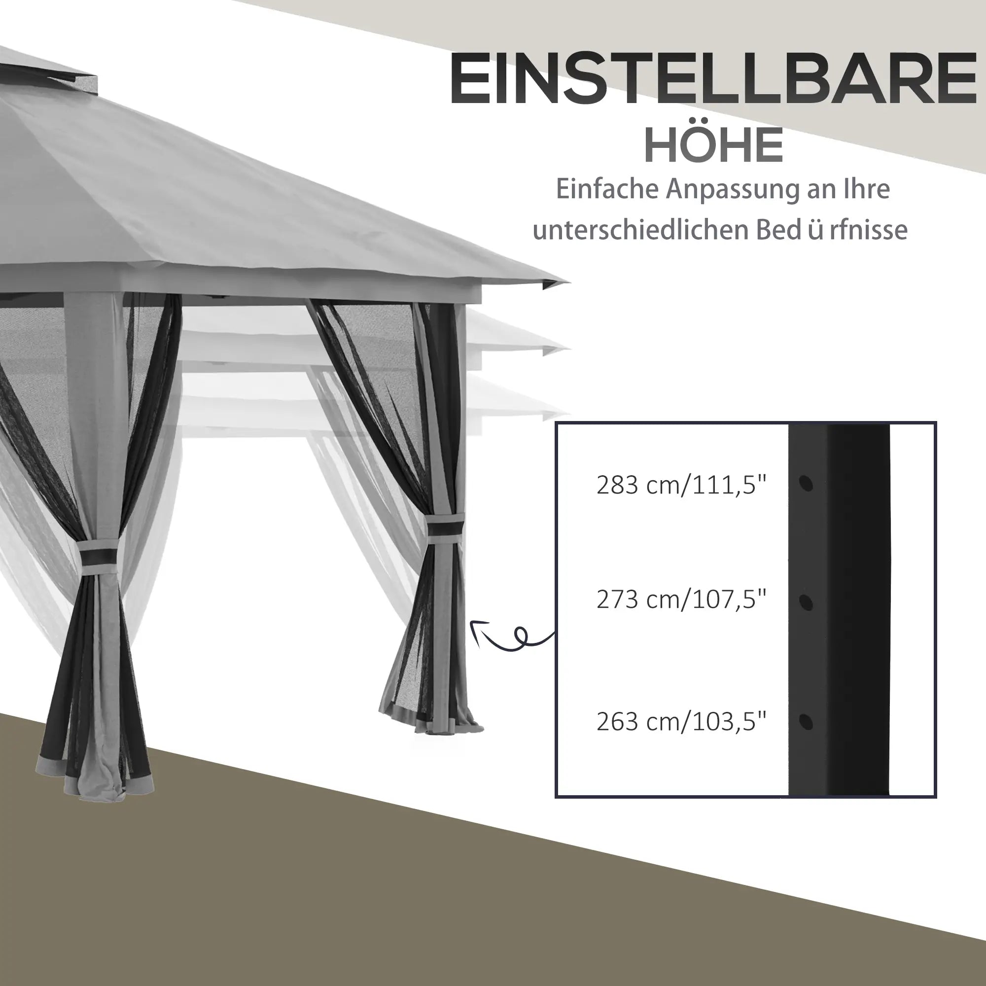 Outsunny Opvouwbare Partytent in hoogte verstelbaar UV50+ met Wieltjes