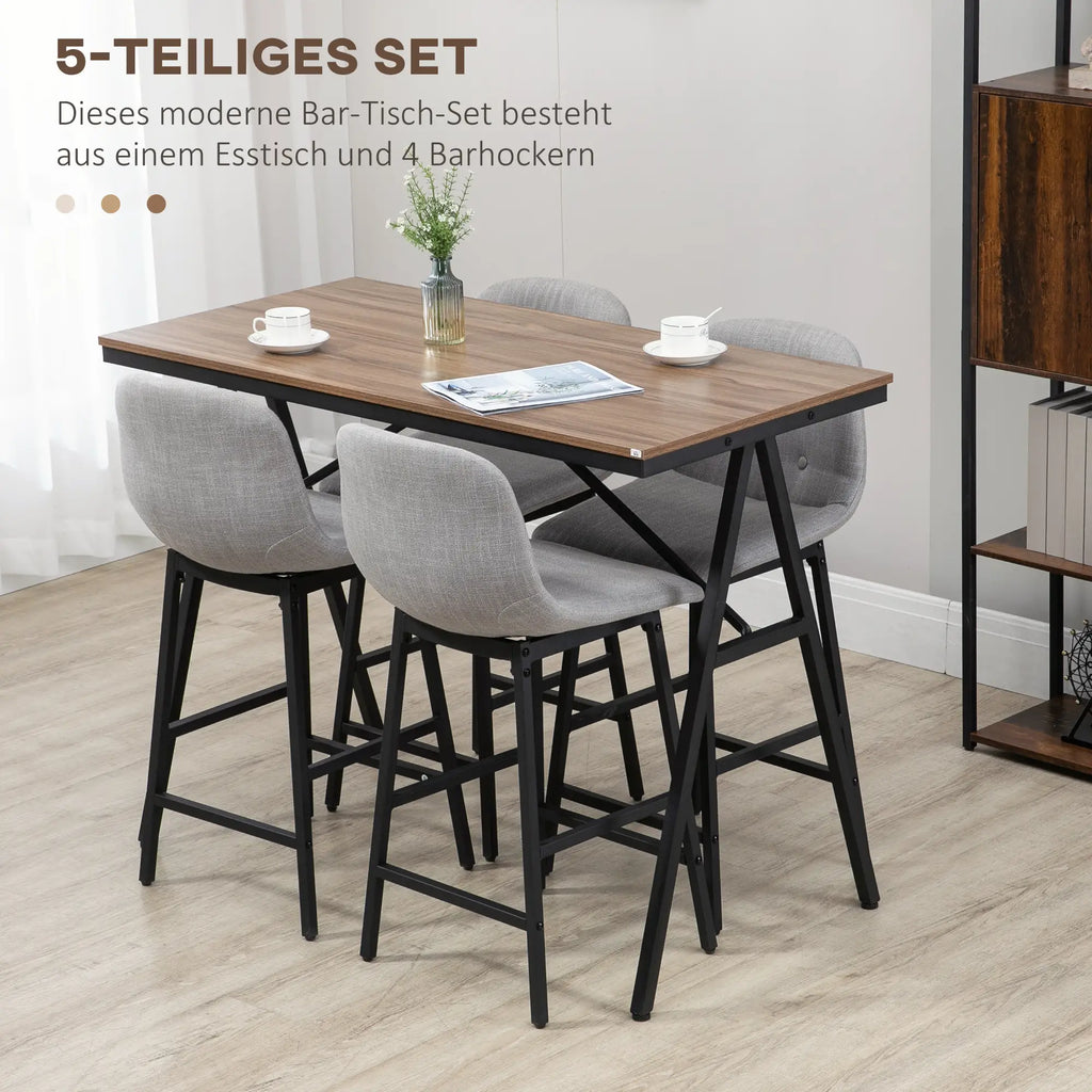 HOMCOM Bartafelset 5-delig met barkrukken veel ruimte hoog zitcomfort