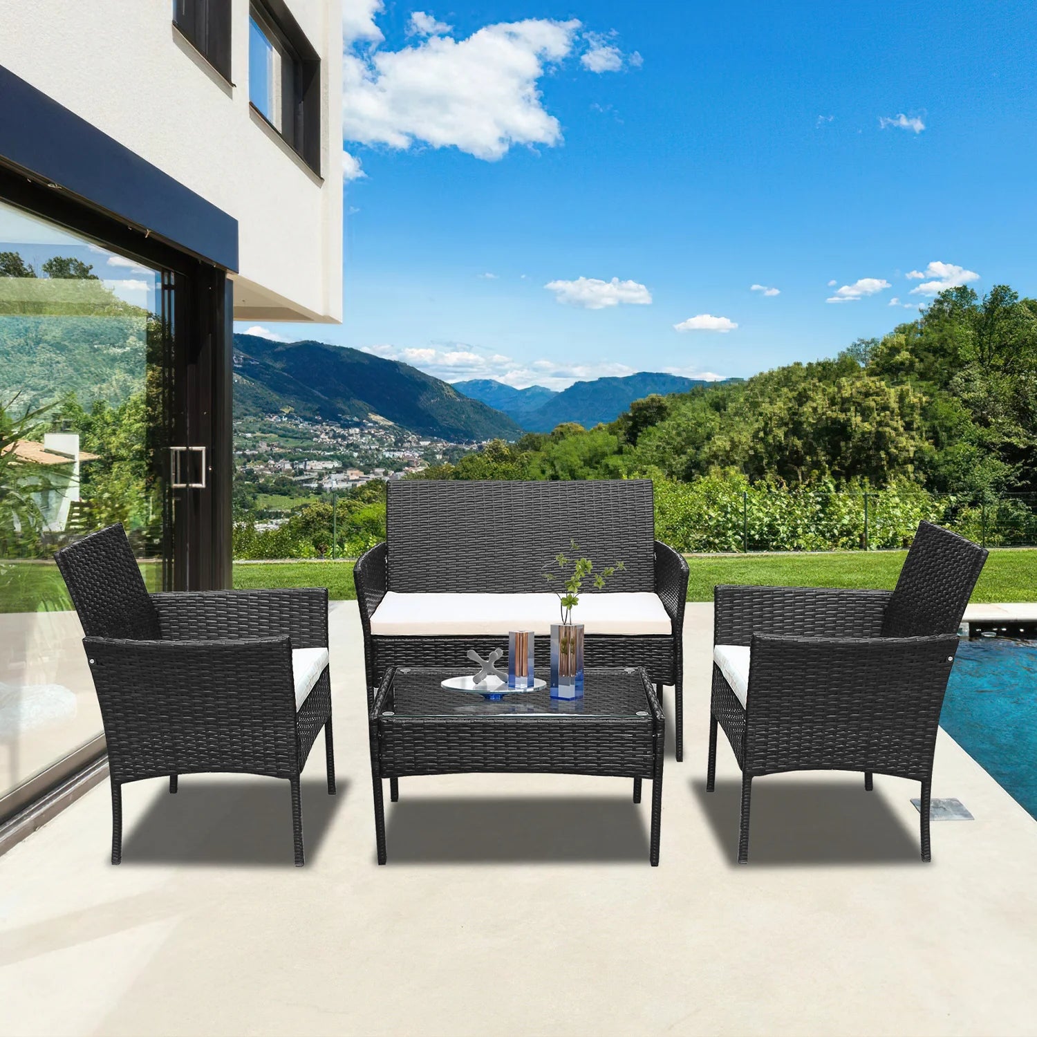 Sonnewelt Polyrattan Loungeset Tuinmeubelset