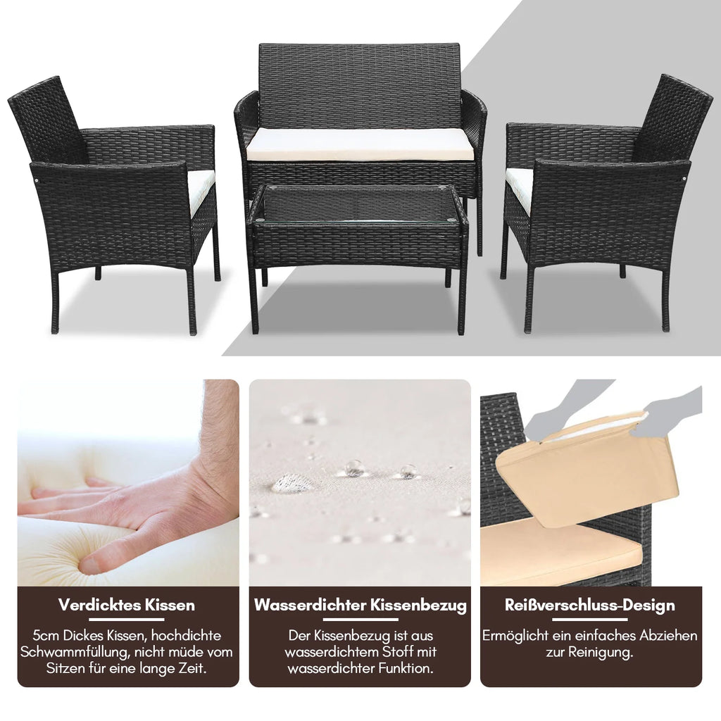 Sonnewelt Polyrattan Loungeset Tuinmeubelset