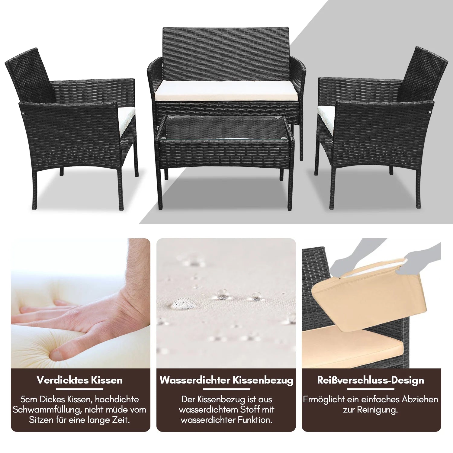 Sonnewelt Polyrattan Loungeset Tuinmeubelset