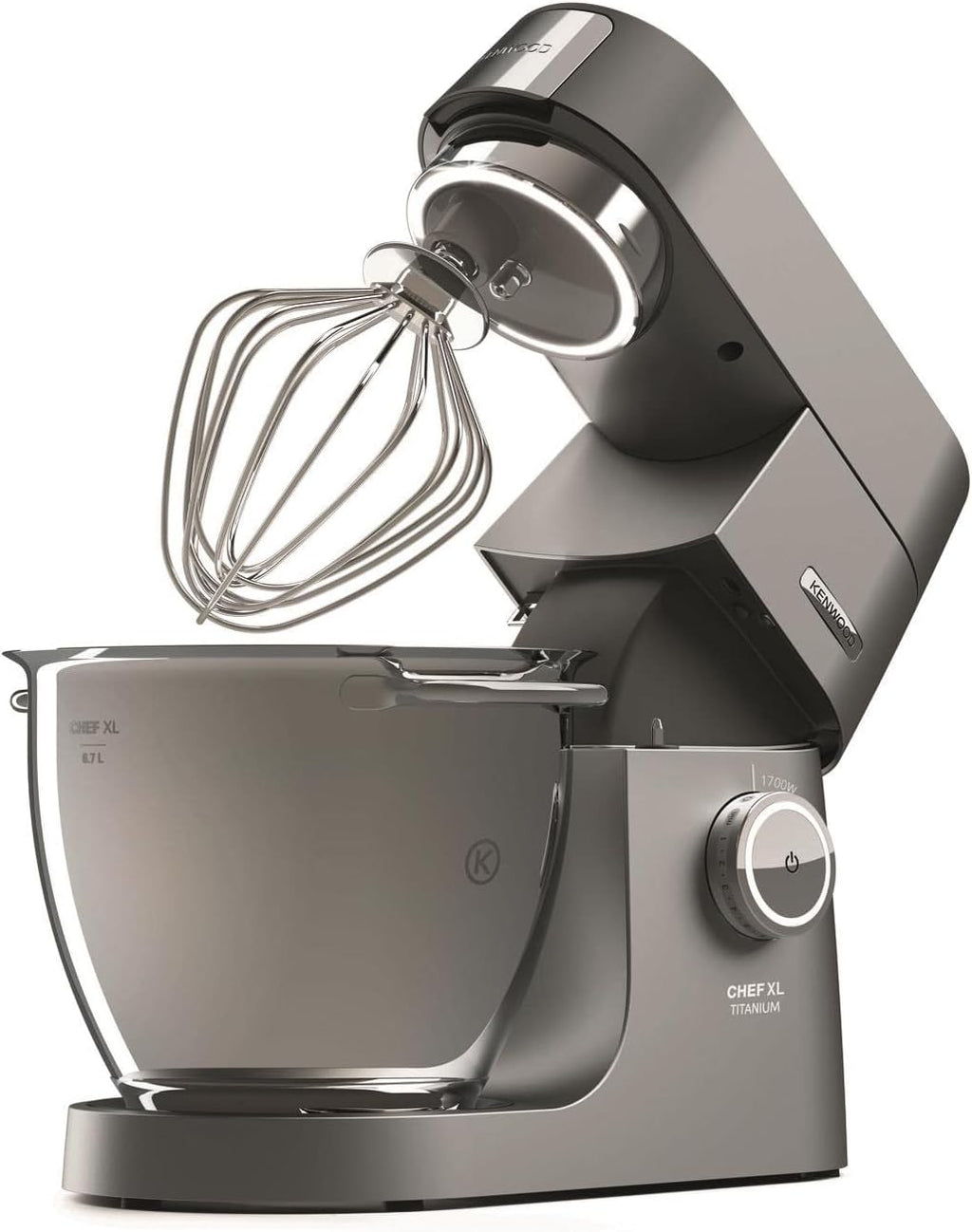 Kenwood Titanium Chef Baker KVL85.424SI Keukenmachine met geïntegreerde weegschaal, incl. 4-delige patisserie set, 7 L en 5 L mengkom, traploze snelheidsregeling, 1200 W, zilver
