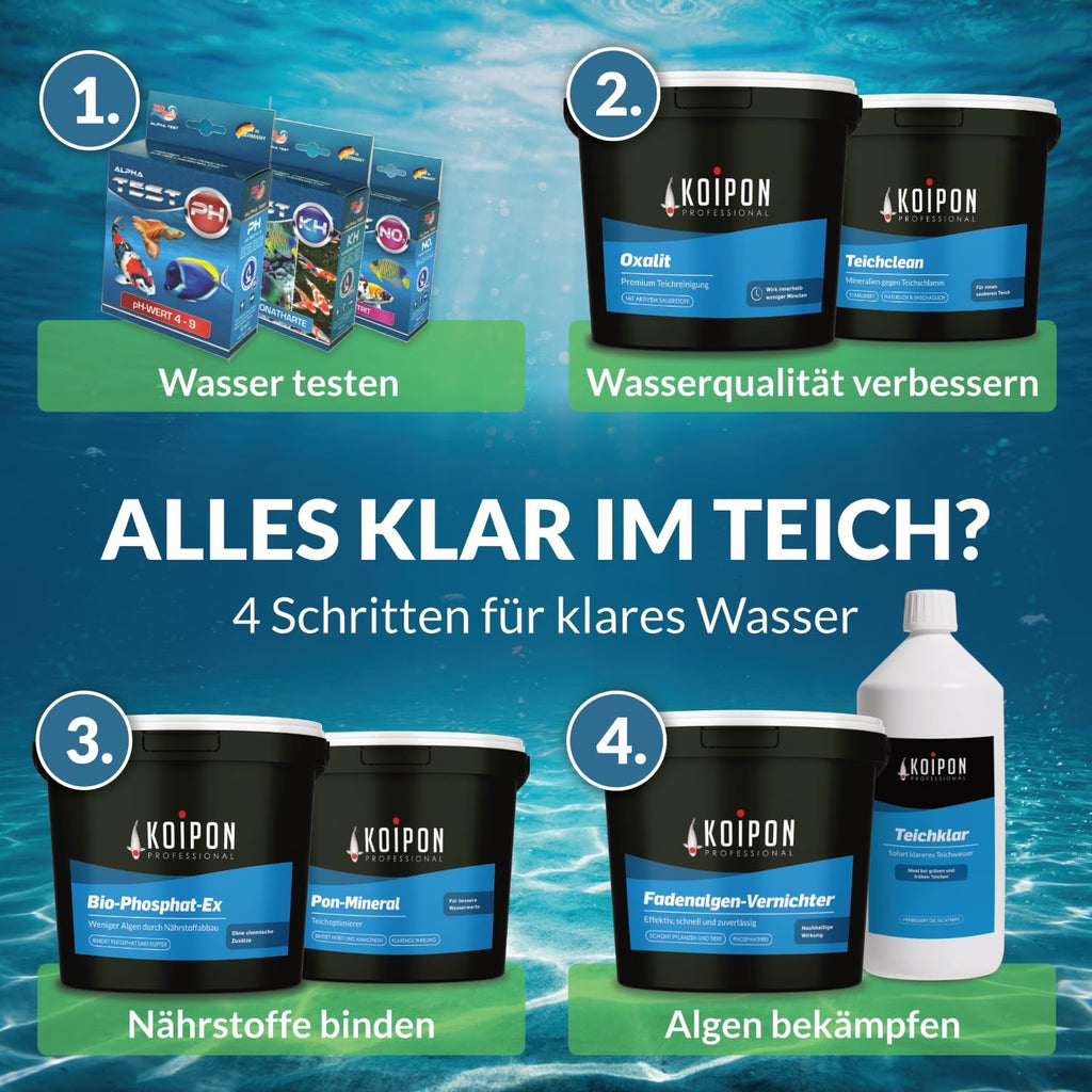KOIPON Pon-Vital 25 kg, Het 100% biologische alternatief voor draadalgenverdelgers tegen algengroei en draadalgen in de vijver