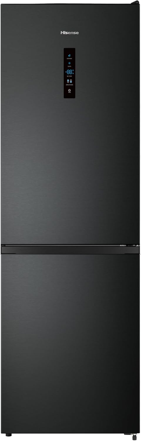 Hisense RB327N4AD2 koel-vriescombinatie/ NoFrostPlus/ Multiflow 360°/ HolidayMode/ FreshZone/ 182,4 cm/ koelgedeelte 171 l/ vriesgedeelte 85 l/ 41 dB/ 287 kWh/ jaar/ roestvrijstalen look