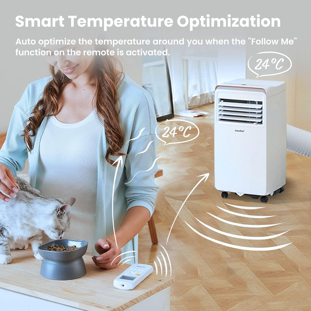 Comfee Mobiele Airconditioner MPD1-12CRN7, 12000 BTU 3,5 kW, Koelen&Ventileren&Ontvochtigen, Kamergrootte tot 117m³ (43㎡), Mobiele Airconditioner met Afvoerslang