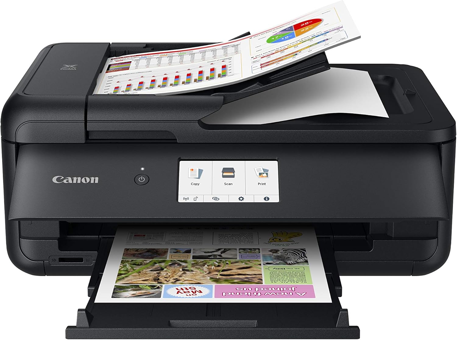 Canon PIXMA TS9550 Printer kleureninktstraal-multifunctioneel apparaat A4 A3 (printer A3, scanner, kopieerapparaat, 5 afzonderlijke inkten, wifi, LAN, print-app, 2 papierladen, dubbelzijdig afdrukken) zwart
