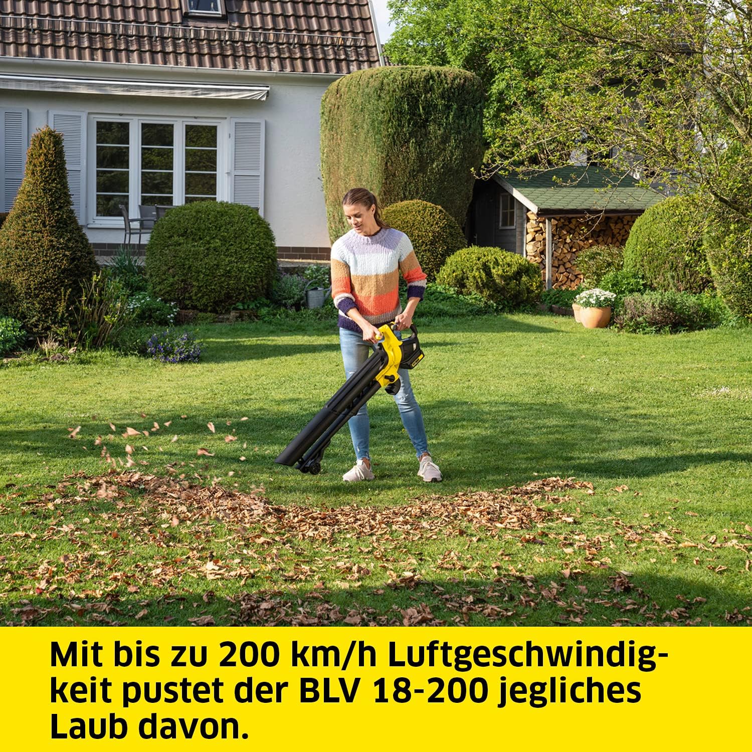 Kärcher 18 V accu bladblazer en -zuiger BLV 18-200 Battery Set, incl. 18 V/2,5 Ah accu en snellader, met mulchfunctie, luchtsnelheid: 200 km/u, opvangzak volume: 45 l, gewicht: 3,5 kg