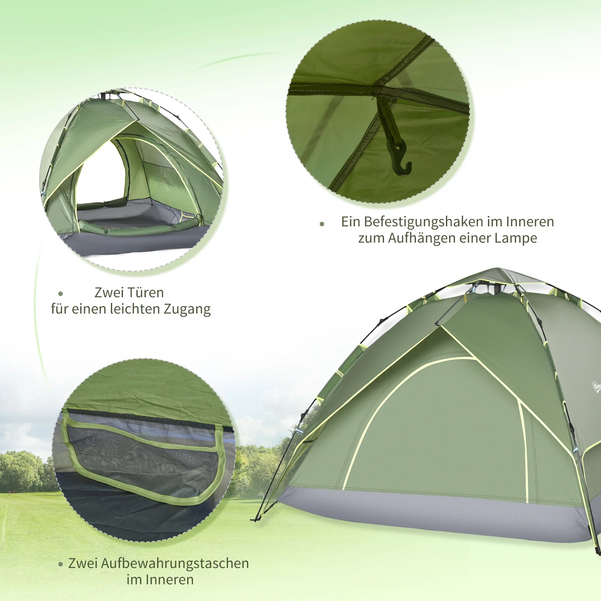 Outsunny Kampeertent 4-seizoenen Quick-Up Luifel Outdoor