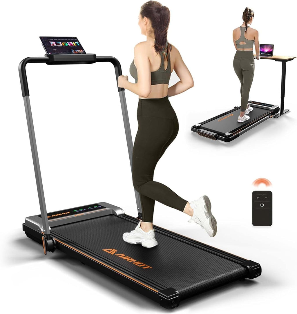 Loopband voor thuis-AIRHOT, 2,5 pk Walking Pad, loopband onder bureau met afstandsbediening en LED-display, maximale snelheid van 6 km/u OF 12 km/u. Compacte loopband voor thuis of op kantoor