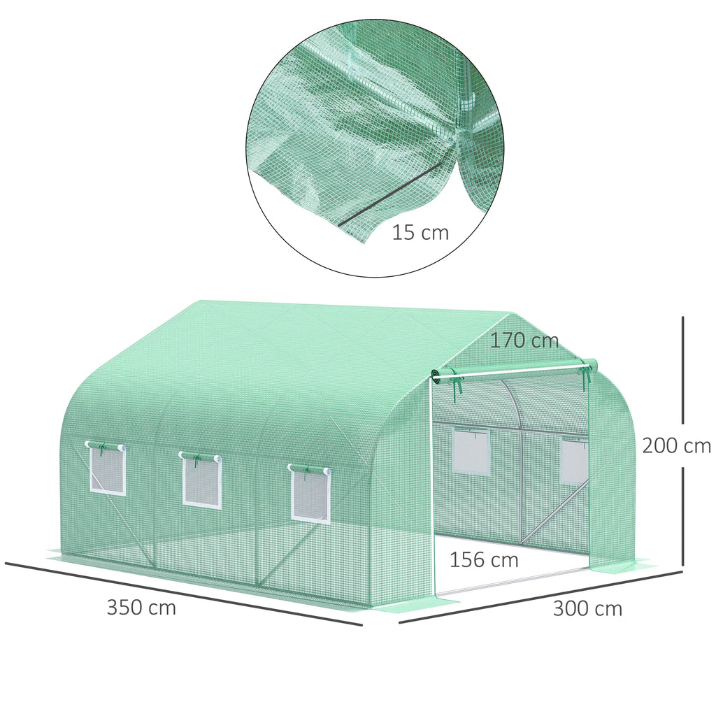 Outsunny Tunnelkas Kas UV-bestendig Roldeur Ventilatie