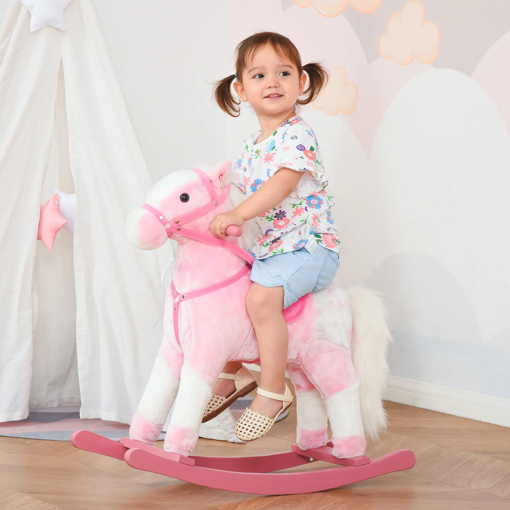 HOMCOM Schommelschaap met geluid roze