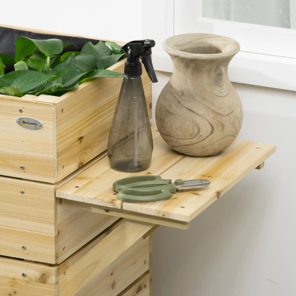 Outsunny Verhoogde plantenbak met legplank van massief hout