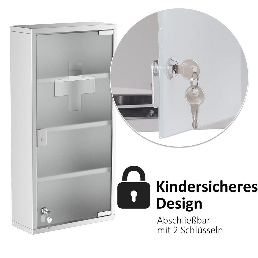 HOMCOM medicijnkast afsluitbaar Tip-On automatisch rvs