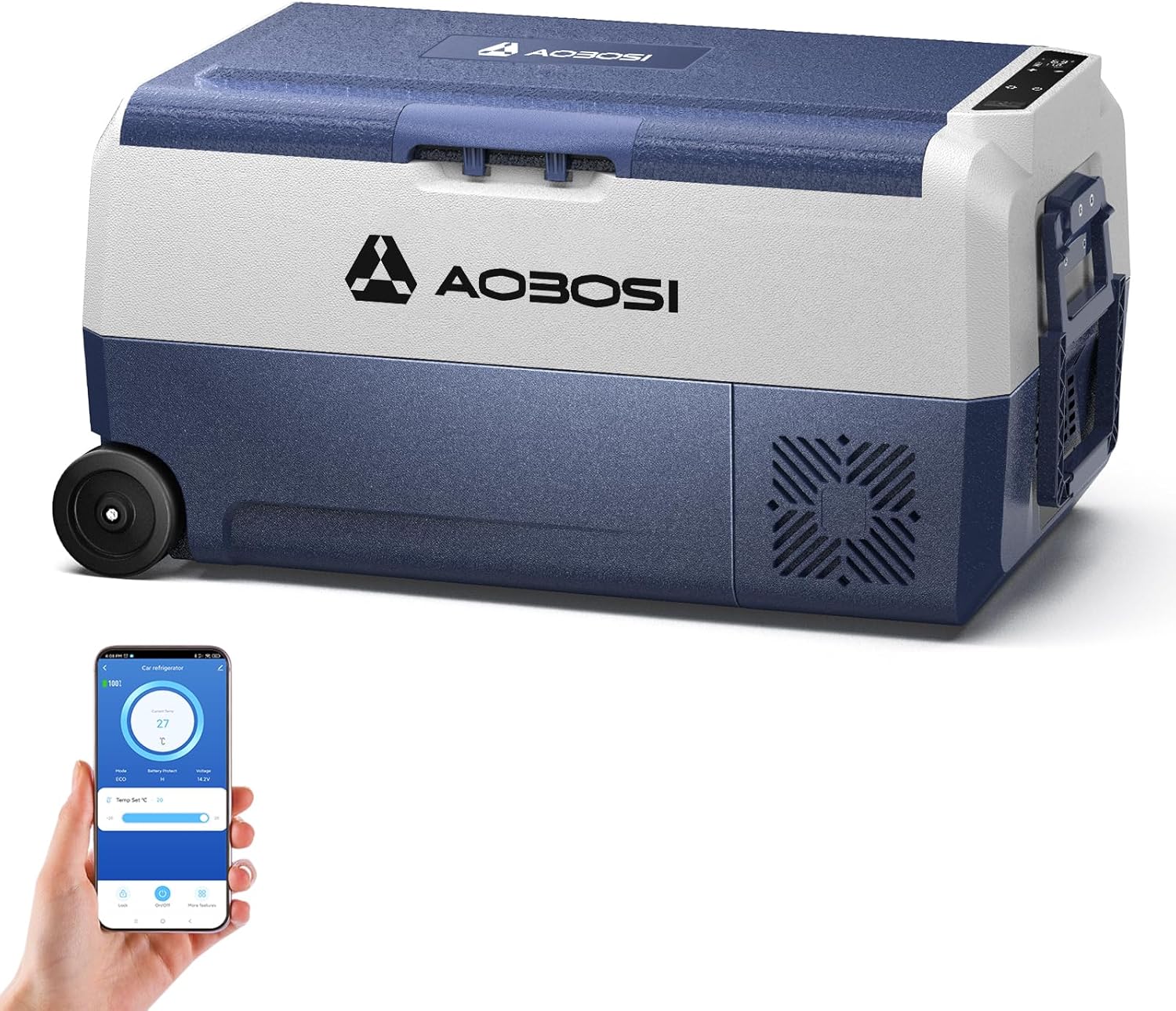 AAOBOSI Compressor Koelbox 36 L, Koelbox Auto met Wifi App Besturing, 12/24 V en 100-240 V Elektrische Koelbox, tot -20 °C voor Auto, Vrachtwagen, Boot, Camper, Camping, Dubbele Zone