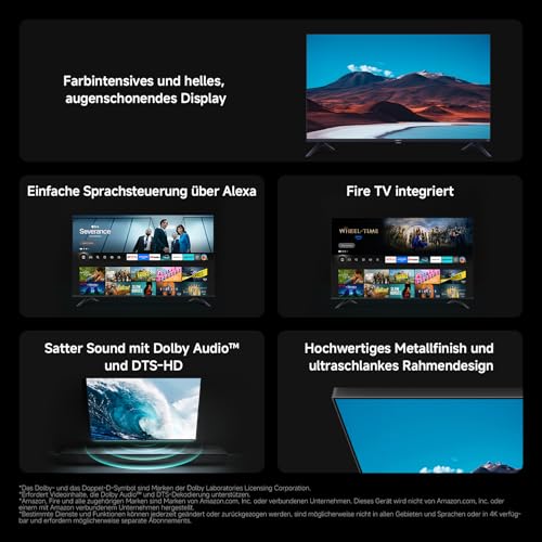 Xiaomi TV F 32, 32 inch (81 cm), HD, Smart TV, Fire OS7, Triple Tuner DVB-C/S/S2/T/T2, Dolby Audio™, DTS Virtual:X, DTS-HD, spraakbediening met Alexa, Compatibel met Apple AirPlay
