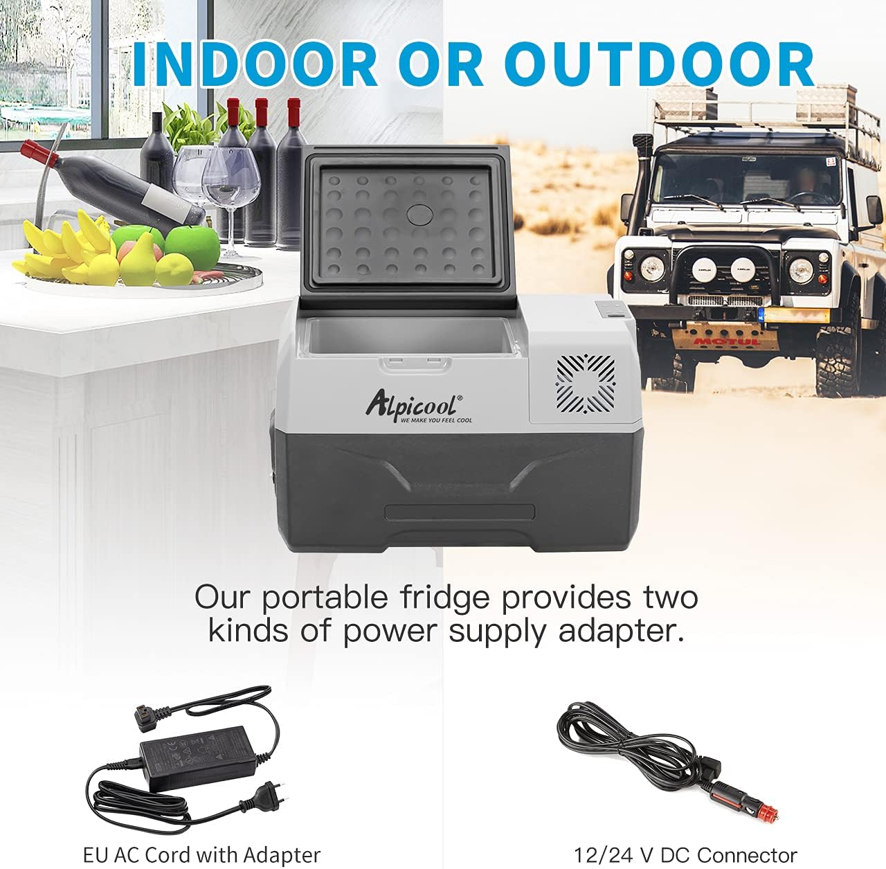 Alpicool CF55 55 Liter Koelbox 12V Draagbare Mini Koelkast Elektrische Vriesbox Kleine Vrieskist voor Auto, Camping, Vrachtwagen, Boot en Stopcontact met USB-aansluiting, -20℃ tot 20℃