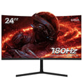 CRUA 24" 180 Hz gebogen gaming-monitor - FHD 1080P frameloze computermonitor, AMD Freesync, lage bewegingsonscherpte, DP- en HDMI-aansluiting, Zwart