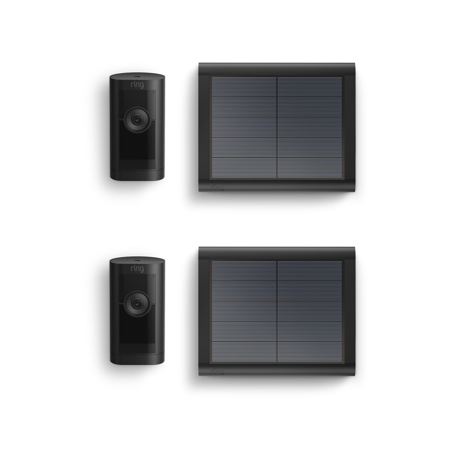 Ring Buitencamera Pro Solar (Stick Up Cam Pro) | Buitenbeveiligingscamera op zonne-energie met 1080p-HDR-video, wifi, 3D-bewegingsdetectie, compatibel met Alexa | 2 beveiligingscamera's