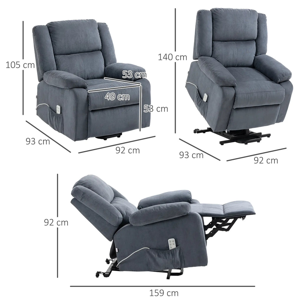 HOMCOM Sta-op stoel relaxfauteuil elektrisch met sta-ophulp