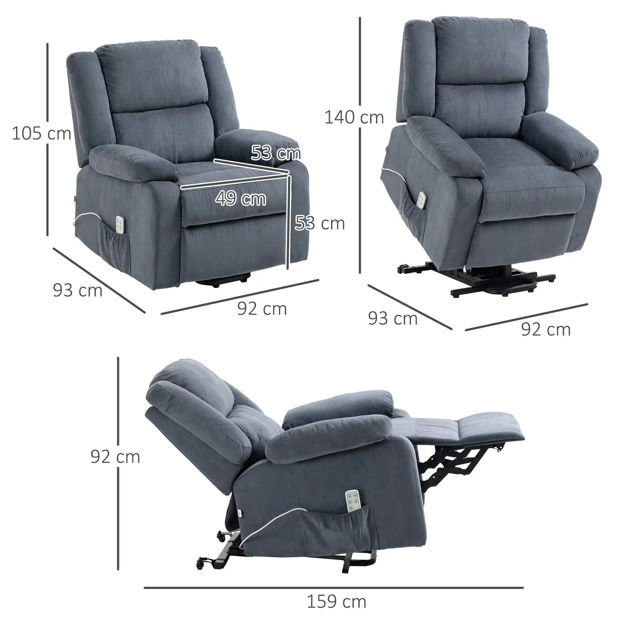 HOMCOM Sta-op stoel relaxfauteuil elektrisch met sta-ophulp
