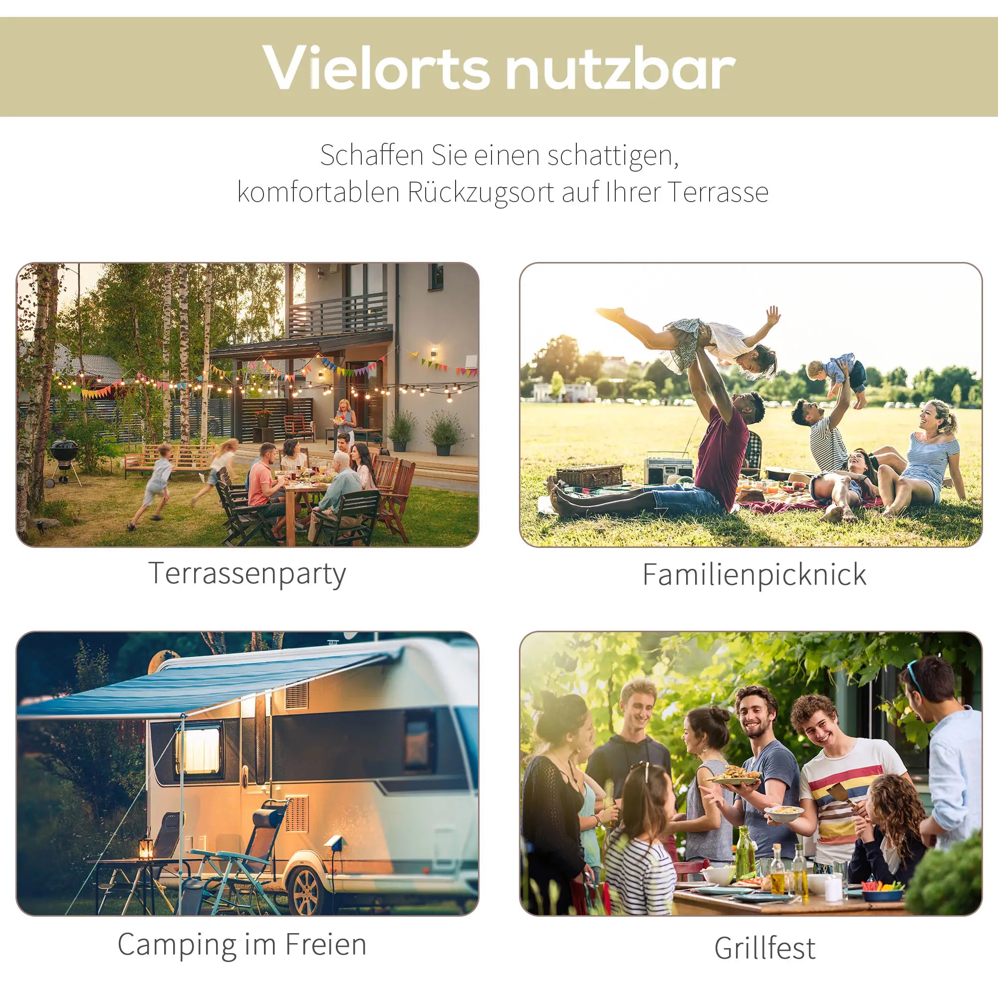 Outsunny Pergola tuindak opvouwbaar zijzeil wandmontage