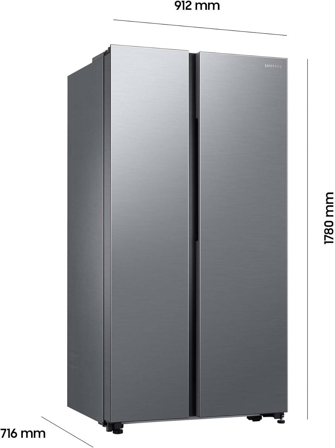 Samsung RS64DG53R3B1EF Amerikaanse koelkast, 178 cm, 628 l, SmartThings AI Energy Mode, ijs- en waterdispenser, Slim Ice Maker, Premium Black Steel