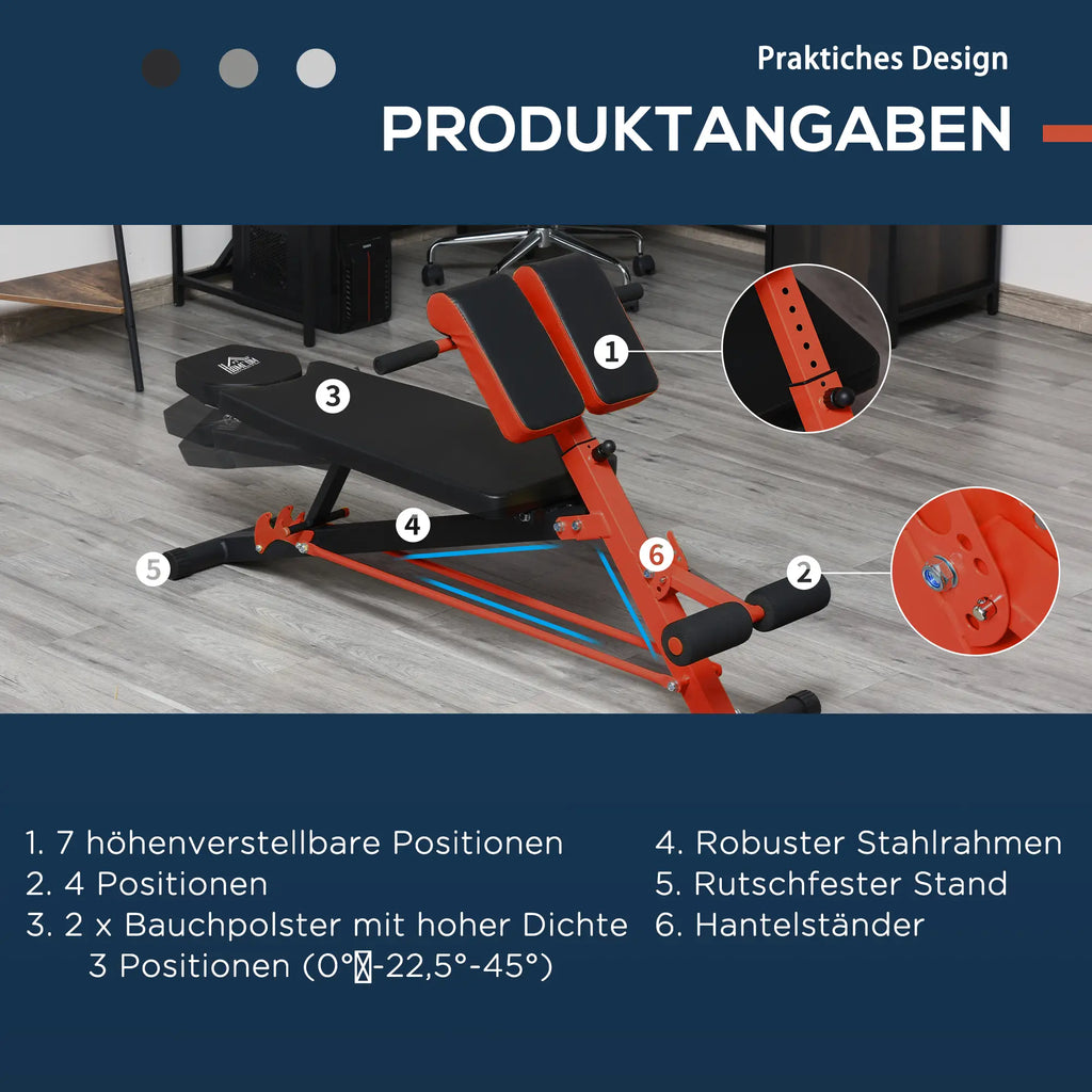 HOMCOM Halterbank verstelbaar multifunctioneel voor full-body training
