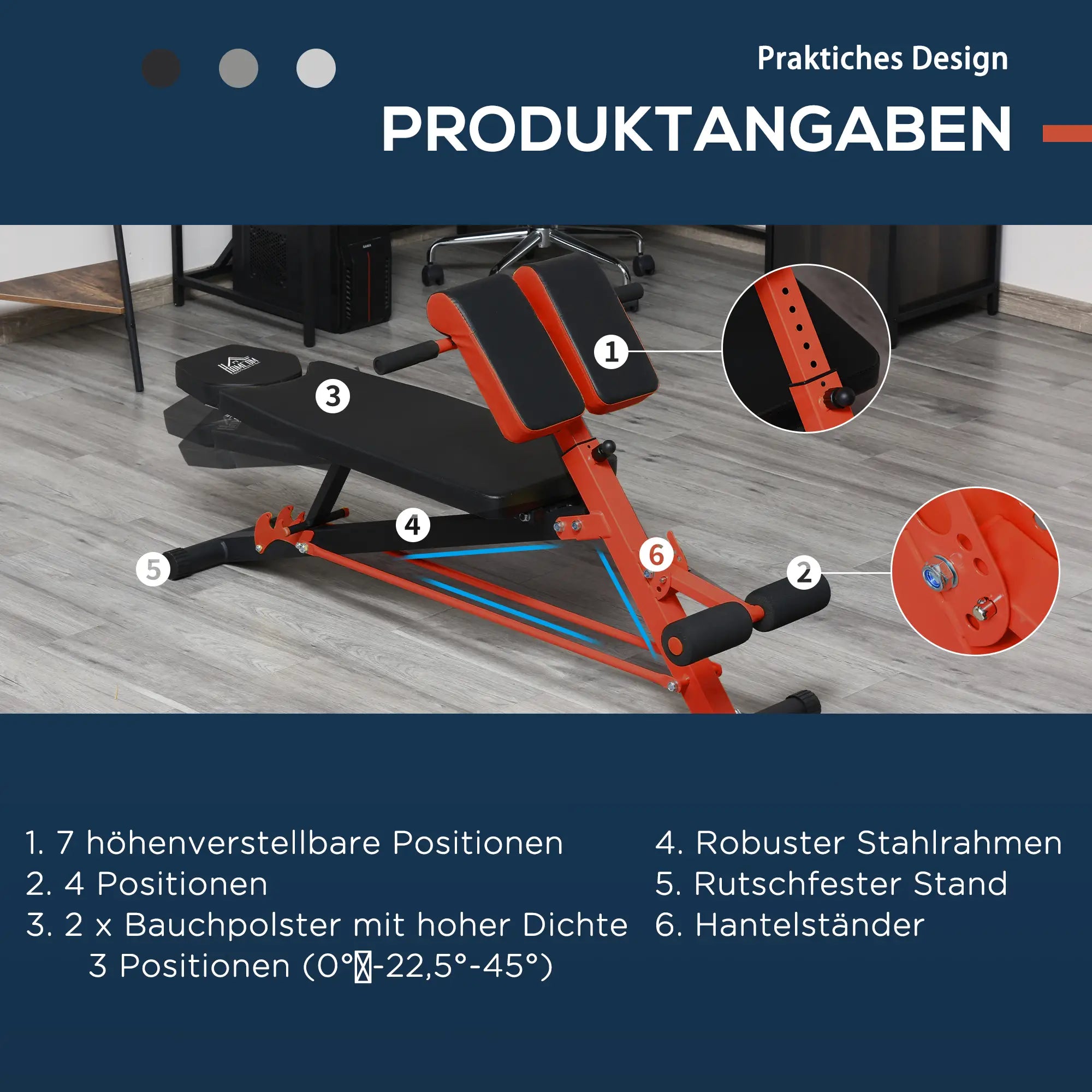 HOMCOM Halterbank verstelbaar multifunctioneel voor full-body training