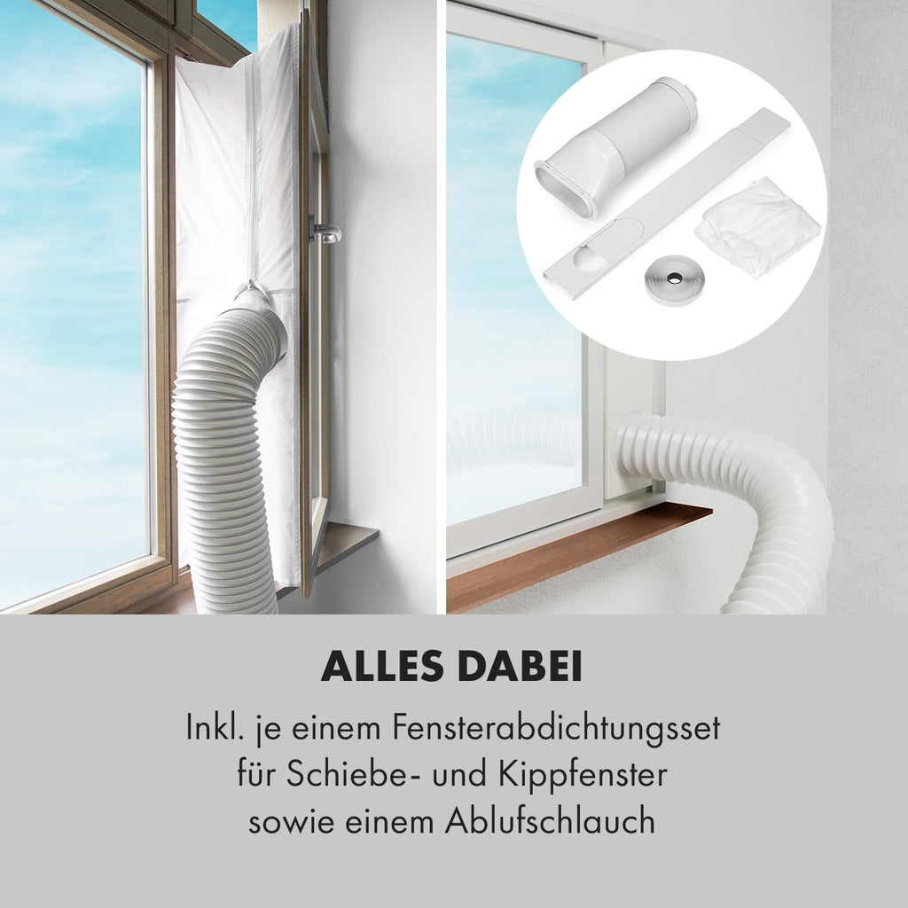 Klarstein Mobiele Airconditioning met Afvoerslang, 3-in-1 Airco met Ventilator, Luchtontvochtiger & Nachtmodus, Kleine & Draagbare Airco voor Thuis & Kantoor, 12000 BTU Laag Verbruik