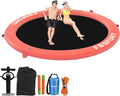Aufblasbares Dock, schwimmende Plattform, 2,44 m aufblasbares Wasserhängematten-Schwimmdeck für See mit Getränkehalter, runder Schwimmring, Schwimmfloß, Liegeinsel, Plattformpolster