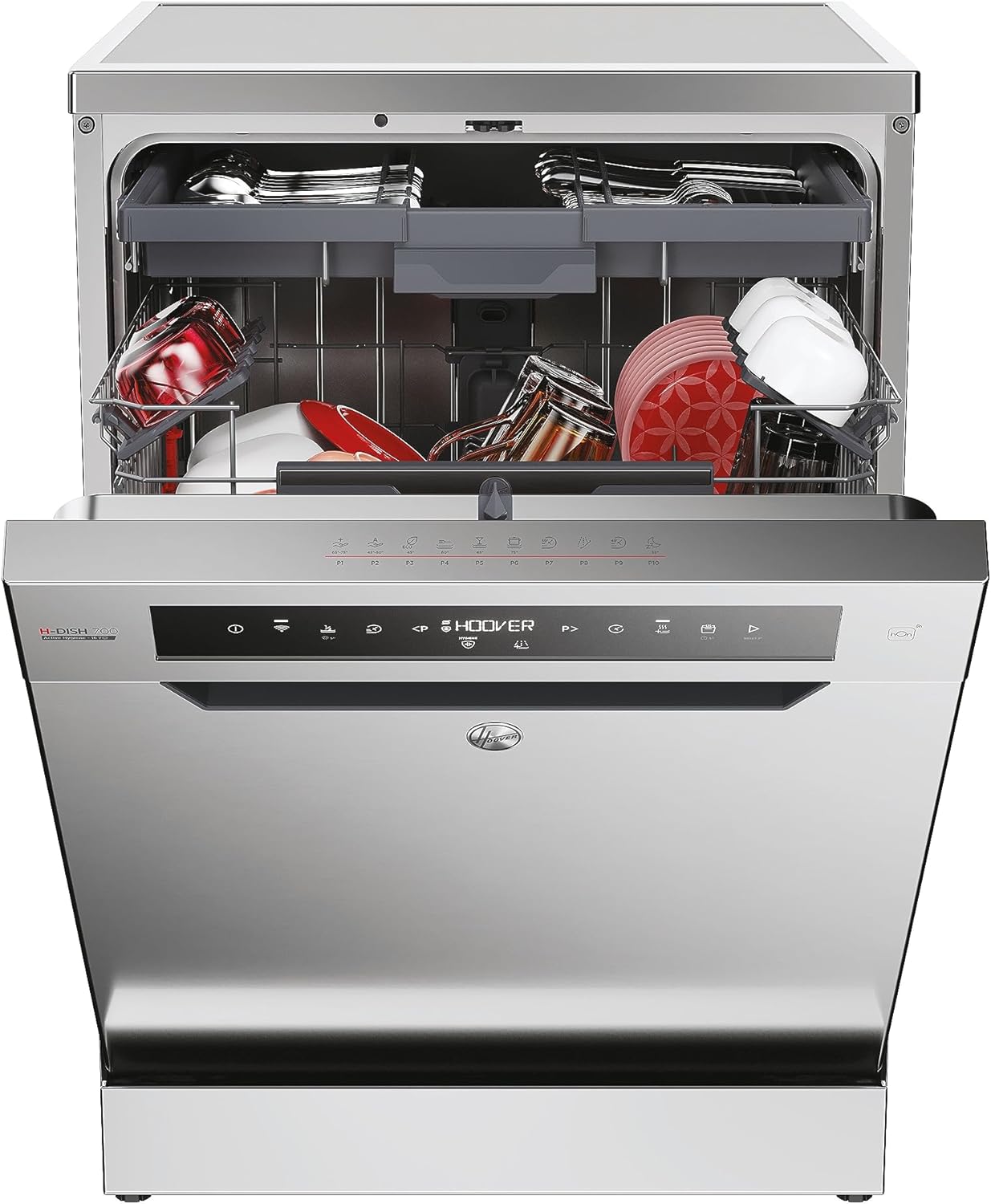 Hoover HF 4C6F0PW vaatwasser; 14 couverts; Vrijstaand, 60 cm breed; Energie-efficiëntieklasse C; Slimme bediening met wifi + bluetooth-technologie