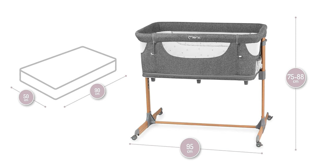 Momi SMART Bed 4-in-1 Bijzetbedden tot 15 kg, Bijzetbed voor baby's met matras, Hoogteverstelbaar