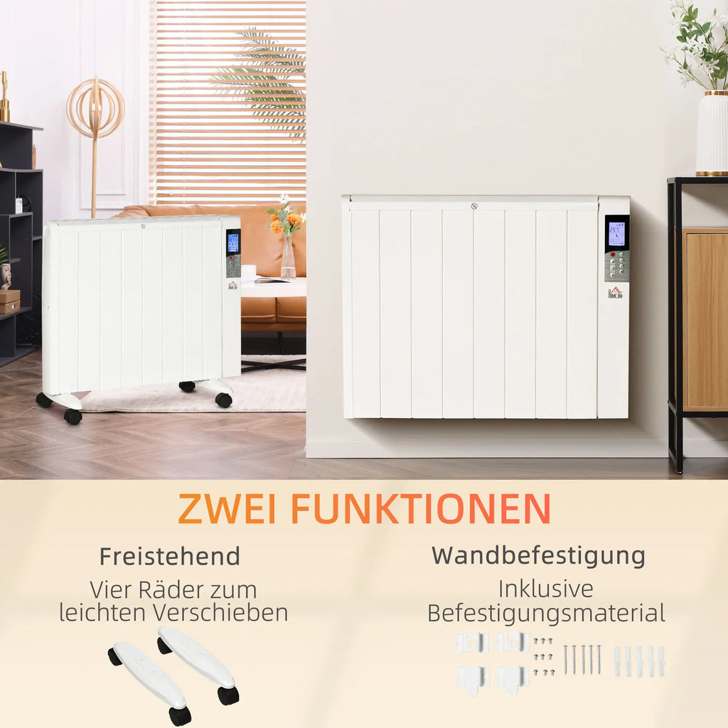 HOMCOM elektrische convector, 2 warmtestanden, afstandsbediening, wit