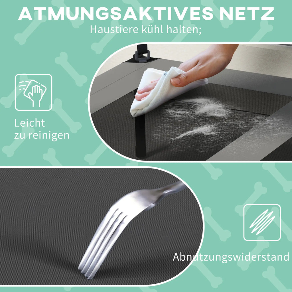 PawHut Verhoogd hondenbed outdoor met dak – Lichtgrijs, ademend