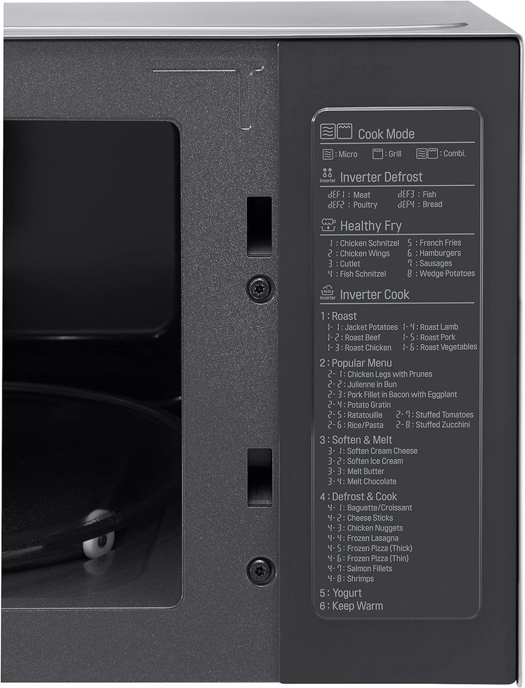 LG MS2595CIS magnetron met Smart Inverter-technologie, 25 liter inhoud, 1000 W, automatische programma's, instelbare vermogensniveaus en EasyClean-functie, zilver