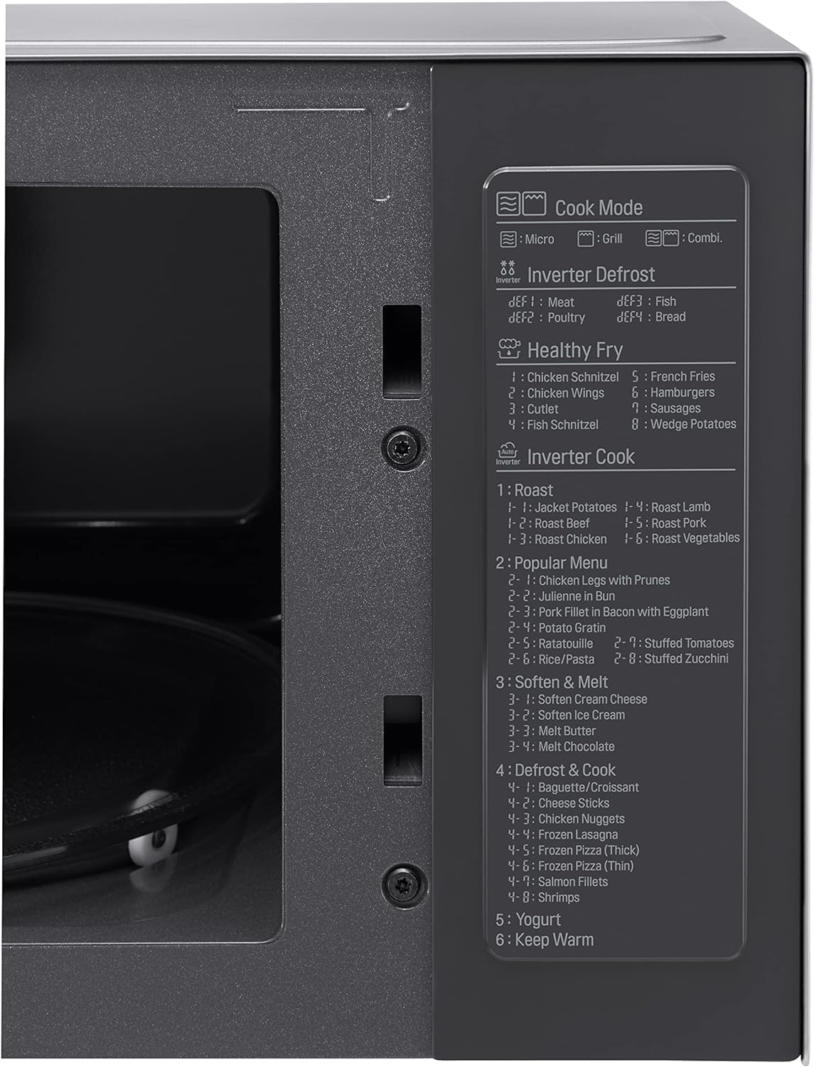 LG MS2595CIS magnetron met Smart Inverter-technologie, 25 liter inhoud, 1000 W, automatische programma's, instelbare vermogensniveaus en EasyClean-functie, zilver