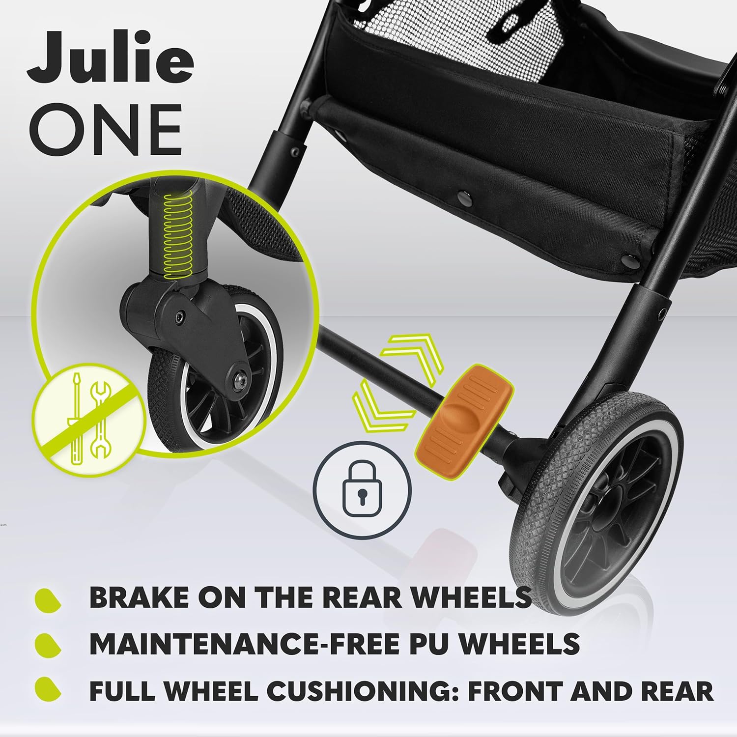 LIONELO Julie One Buggy kinderwagen tot 22 kg, verstelbare rugleuning en voetsteun, muskietennet, beenwarmers, bekerhouder en draagtas, inklapbaar