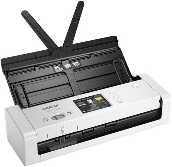Brother ADS-1700W Compacte en intelligente documentscanner | Automatische documentinvoer | Automatisch scannen | Wi-Fi/Wi-Fi Direct, wit/zwart
