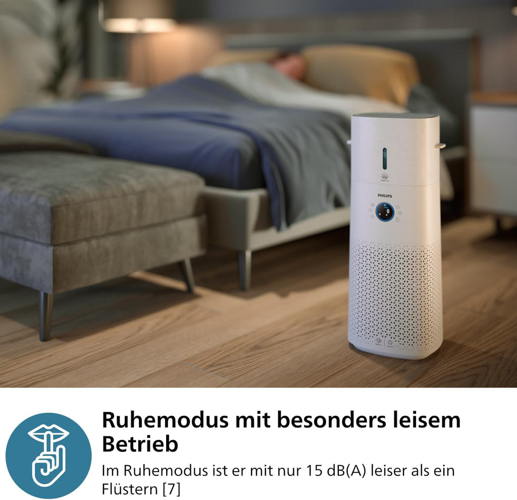 Philips Air Performer 2-in-1: Luchtzuiveraar en Ventilator - Reinigt 70 m², Verwijdert 99,97% van allergenen en verontreinigende stoffen. HEPA-filter, Slimme sensoren, Alexa, App. (AMF765/10)