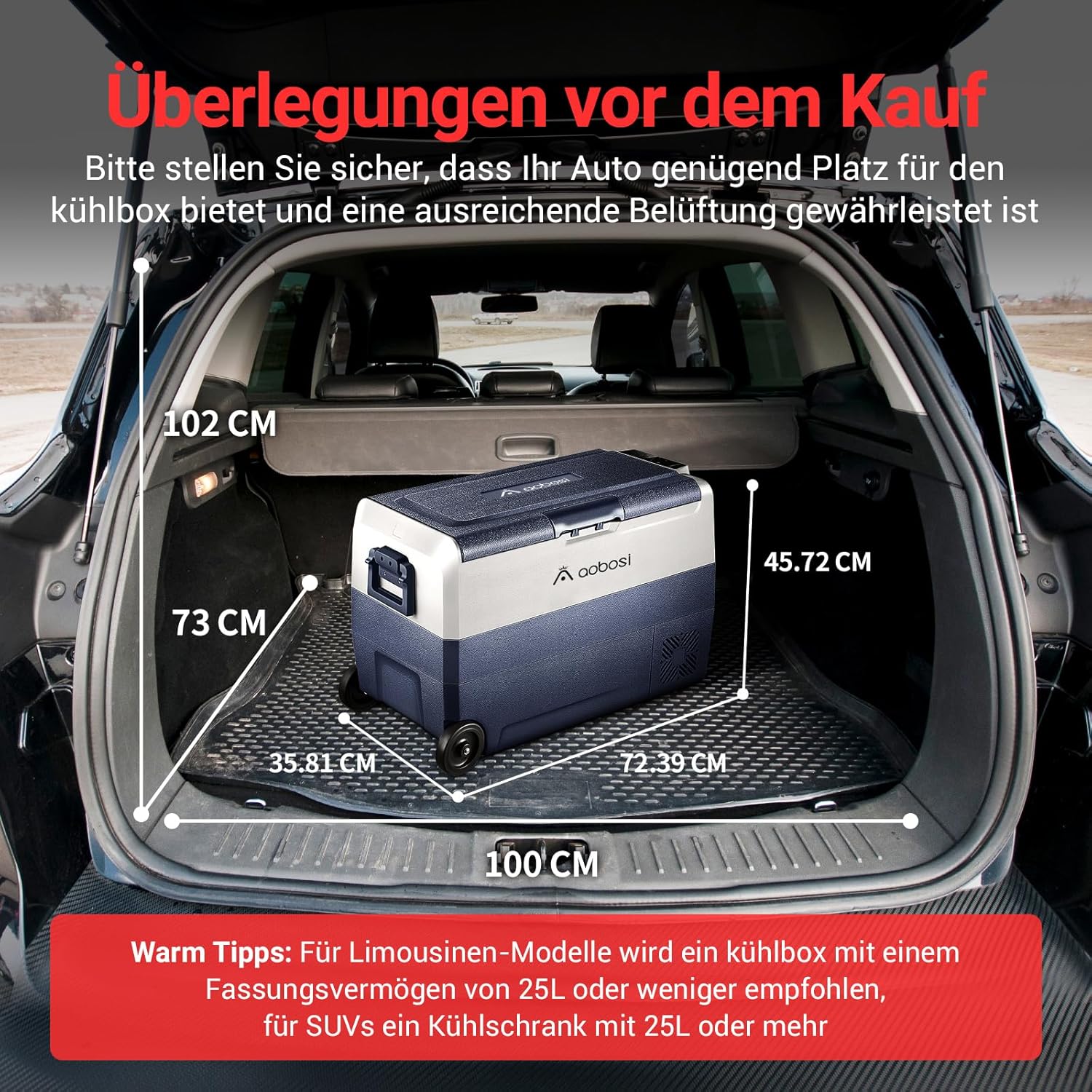 AAOBOSI Compressor Koelbox 36 L, Koelbox Auto met Wifi App Besturing, 12/24 V en 100-240 V Elektrische Koelbox, tot -20 °C voor Auto, Vrachtwagen, Boot, Camper, Camping, Dubbele Zone