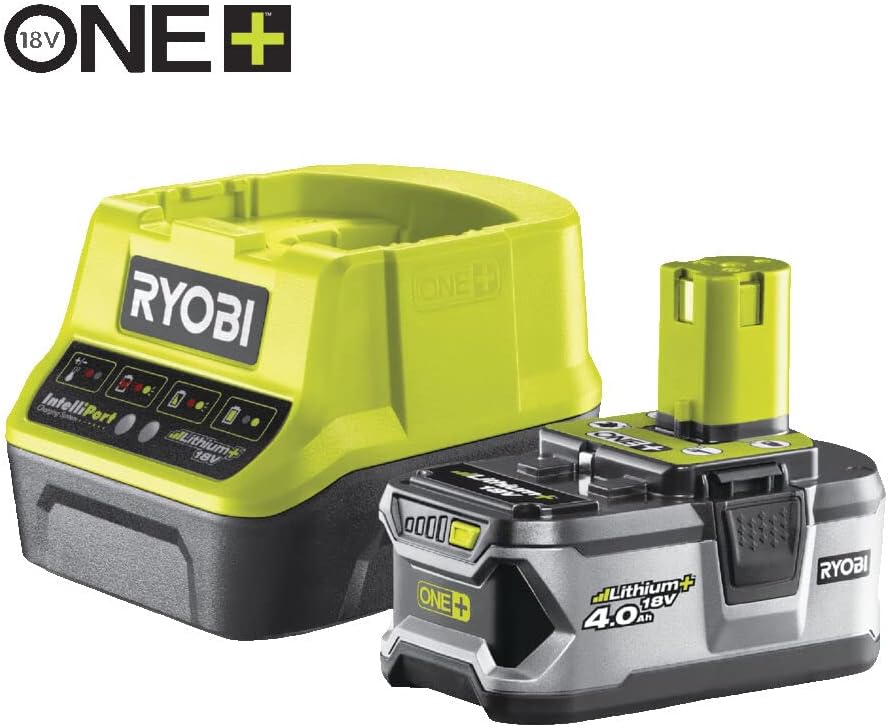 RYOBI 18 V ONE+ Accu-grasmaaier RLM18X33B40 (snijbreedte 33 cm, 5-voudige hoogteverstelling 25-65 mm, inklapbare duwbeugel, incl. mulchplug, 35l grasvangzak, 4,0Ah accu & lader)