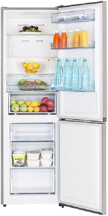 Hisense RB327N4AD2 koel-vriescombinatie/ NoFrostPlus/ Multiflow 360°/ HolidayMode/ FreshZone/ 182,4 cm/ koelgedeelte 171 l/ vriesgedeelte 85 l/ 41 dB/ 287 kWh/ jaar/ roestvrijstalen look