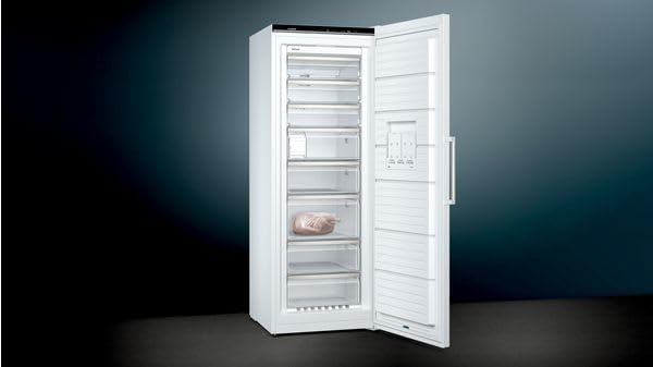 Siemens GS54NAWCV iQ500 vriezer, 176 x 70 cm, 327 L, noFrost nooit meer ontdooien, bigBox ruimte voor grote diepvriesproducten, varioZone flexibele glasplateaus en laden, wit