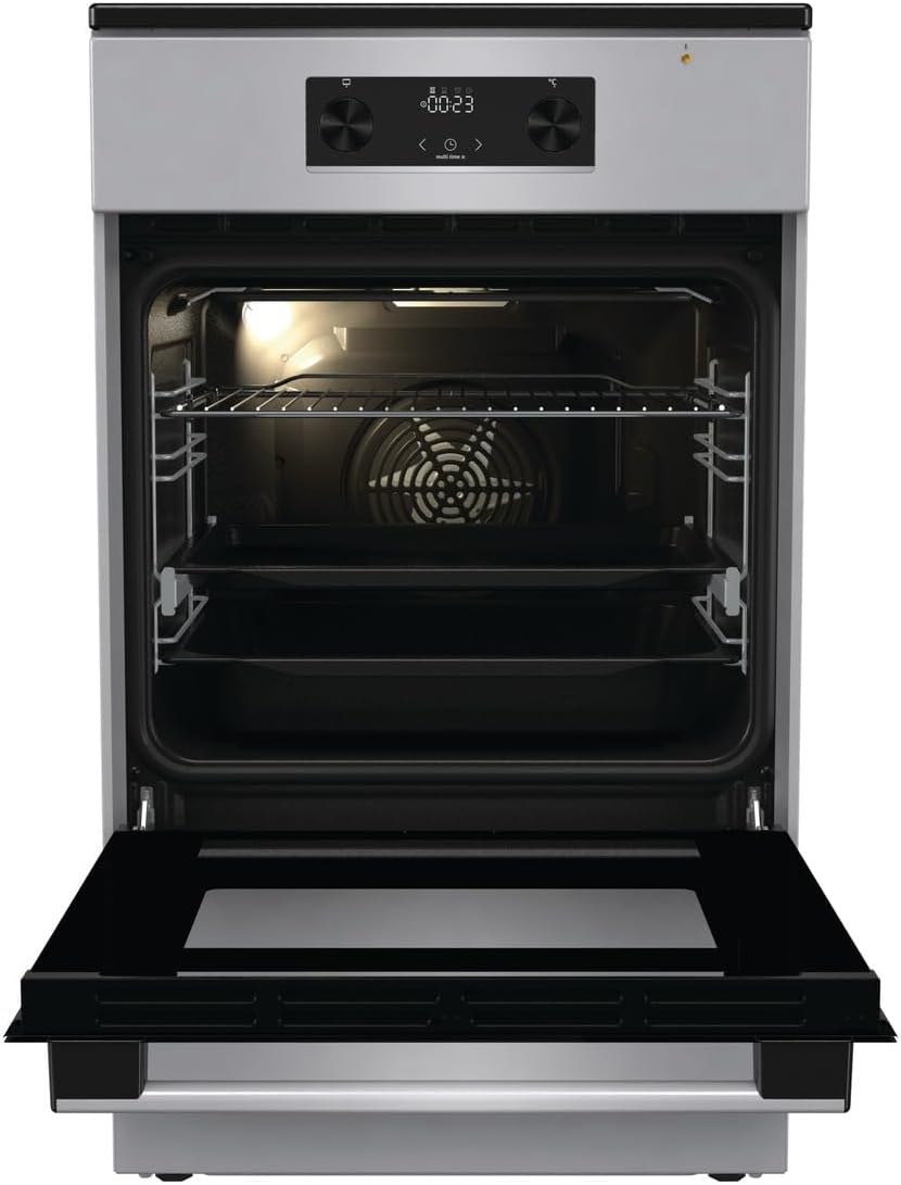 Gorenje GEIT5C61SPG vrijstaand fornuis met inductiekookplaat, 50 cm, 70 liter, zilver, PerfectGrill, AirFry, FrozenBake, Pizza Mode 300°C, AquaClean, Made in Europe, RVS